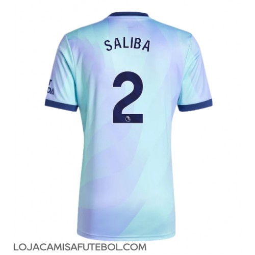 Camisa de Futebol Arsenal William Saliba #2 Equipamento Alternativo 2024-25 Manga Curta